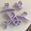 Pinza de Agarre para Cabello con Lazo Suave y Fresco, Temperamento Dulce, Moda, Morado Cremoso, Pinza de Tiburón, Disco para el Cabello, Parte Posterior de la Cabeza, Media Recogida