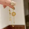 Pulseira Colar Girassol Gelo Quebrado Retro Luxo Leve High-End Estilo Francês Zircônia Micro-Incustada Bússola Conjunto de Moda Temperamento