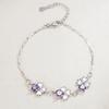 Moda Moda Pulsera Chapada en Plata Coreana Aishang Hoja de Felicidad Hierba Amatista Pulsera para Mujer Pulsera Sencilla Personalizada