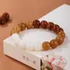Pulseira de Raiz de Lótus Bodhi Deus da Riqueza de Hangzhou Pulseira de Lótus Bodhi de Sândalo Verde Pulseira Flor Rica Duobao