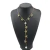 N13632 Moda Transfronteriza Personalizada Estilo Vacacional Serie Oceánica Collar en Y Cadena de Concha Perla Estrella de Mar Gargantilla