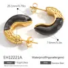 Pendientes de Acero Inoxidable de Nuevo Estilo Transfronterizos, Elegantes y Sofisticados, Exquisitos Pendientes en Forma de C con Piedra Natural Chapados en Oro de 18K y Conservación del Color