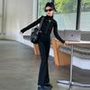 Traje para Niñas Primavera y Otoño 2025 Nuevo Popular en Línea para Niños Estilo Extranjero Vestido de Otoño Pantalones de Bocina para Niños Grandes Conjunto de Dos Piezas para Comercio Exterior
