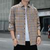 Camisa Masculina Xadrez Solta de Inverno Jaqueta de Outono Camisa de Flanela de Manga Longa para Estudante Roupa Masculina Casual Espessada com Forro de Lã