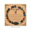 Pulseiras de Pedra Natural do Zodíaco com 12 Signos, Embaladas em Cartão, Design Único, Pedras Guardiãs do Zodíaco, Pulseiras de Aniversário, Fornecimento Transfronteiriço da Moda
