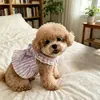 Roupas de Verão para Pets, Vestido Listrado Fofo com Mangas Volantes e Laço, Vestido para Gatos e Cachorros