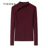 Suéter de cashmere puro 100% com gola alta e costura canelada 1x1 de 12 agulhas, com design ajustado e detalhes da moda, adequado como peça de base para mulheres