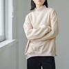 Foto Real de Sudadera de Felpa Grande de 5 Colores para Mujer para Primavera y Otoño de Rakuten Japón, Cuello Semi Alto, Algodón, Corte Holgado, Top de Longitud Media