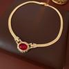 Colar Vintage Medieval Osso de Cobra Oval Diamante Geométrico Colar Retro Estilo Palácio Nicho Colar de Alta Qualidade