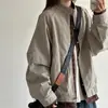 Directo de Fábrica Suelto Corto Casual Ropa de Trabajo Desgastado Simple Versátil Primavera Otoño Lavado Cuello Alto Unisex