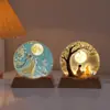 Festival de Mediados de Otoño Conejo de Jade Lunar Color UV Impreso Cristal Resplandeciente Luz Nocturna Lámpara de Atmósfera Creativa Decoración de Escritorio para el Hogar Regalo