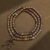 Pulsera Doble Círculo de Madera de Ala de Pollo Natural con Cristal de Flor Flotante, Amuleto de la Suerte, Superventas de Nicho, Pulsera de Amistad, Modelo al por Mayor