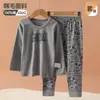 [Venta de Liquidación] Conjunto de Ropa Interior Térmica 100% Algodón para Niños de Otoño e Invierno para Estudiantes de Primaria y Bebés, Camiseta y Pantalones de Otoño e Invierno