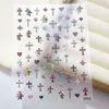 Pegatinas para Uñas Artísticas 5D con Relieve Corazón Cromado Dulce y Fresco Mariposa Dulce y Colorida Cruz 3D Pegatinas de Estuche Plano para Uñas