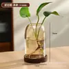 Vaso de vidro vintage para uso doméstico, adequado para rack de TV da sala de estar, recipiente transparente hidropônico, decoração de mesa para arranjos de flores, com um toque de luxo leve e de alta qualidade