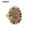 WT-R460 Pendientes de Joyería de Moda de Lujo Ligero para Mujer Garras de Piedra Natural Irregulares Elegantes con Anillo de Turmalina