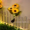 Luz de Girasol LED de Tres Cabezas Alimentada por Energía Solar Transfronteriza con Tallo de Flor e Iluminación, Iluminación de Paisaje para Jardín de Girasoles
