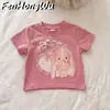 Casa Rosa Roupa de Verão Estilosa para Meninas Pequenas Princesas 2026 Novo Conjunto de Calça com Saia Rosa de Manga Curta para Crianças