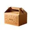 Caja de Pastel Kraft Estilo Ins Vintage, Empaque de Pastel Portátil Corrugado Engrosado, Suministro Directo de Fábrica para Lotes Pequeños