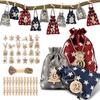 Nuevo Navideño Transfronterizo Bolsa Colgante de Dulces para Niños Decoración Navideña Bolsa Calendario de Adviento Bolsa de Lino de Cuenta Regresiva