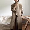 Abrigo trench Lehu estilo coreano elegante simple con solapa para mujer 2023 otoño nuevo casual suelto abrigo largo 6129