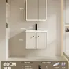 Conjunto de Gabinete de Banheiro Estilo Francês com Lavatório Cerâmico Integrado, Bancada, Gabinete de Pia e Espelho Inteligente