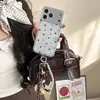 Capa de Celular Dourada Estrela Brilhante Estilo Coreano Adequada para Apple 17 Pro Max, Pulseira para iPhone 16, 15 Anti-Queda, 14 para Mulheres
