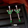 Brincos de Prata Zircônia Borboleta Gota d'Água Pendentes Luxo Leve High-End Moda Targos Design Versátil Brincos de Nicho