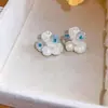Flor Colorida Incrustada con Perlas~Estilo Lujo Ligero Pendientes de Flor de Zirconia, Perla y Cristal, Pendientes Dulces y Elegantes con un Toque de Alta Gama para Mujer