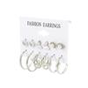 Conjunto de brincos de pérola borboleta transfronteiriços combinação brincos geométricos de metal exagerados europeus e americanos brincos de personalidade da moda para mulheres