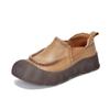 Zapatos Casuales de Cuero de Primera Capa para Mujer, de Caña Baja, Estilo Skate, Zapatos de Punta Cerrada para Mujer de Caña Baja