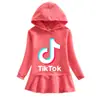 Vestido Suéter con Capucha de Algodón Puro para Niña Estilo TikTok Hoja de Loto Casual