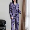 Colar de Pijama de Algodão Seda Lyocell Estilo Chinês Pijamas de Algodão Seda Conjunto de Roupa para Casa Feminina Primavera e Outono Pode Ser Usado Fora Manga Longa Calça Longa