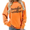 Clima de Suéter Estampado Gola Redonda Tops Femininos Moletom Fornecimento para Exportação Outono e Inverno Solto e Versátil Amazon