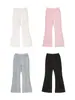 Pantalones casuales de punto de color liso Wulib para niñas, colección primavera y otoño 2026, lindos y elegantes, favorecedores y adelgazantes, versátiles pantalones de campana