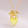 Collar Colgante Longrui Transfronterizo Nuevo Unicornio Doce Piedras de Nacimiento Corazón de Melocotón Incrustado con Collar de Piedras de Colores