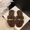 Pantuflas peludas para mujer estilo coreano otoño e invierno 2026 con forma de H, de felpa, suela plana, para usar al aire libre, modernas, elegantes, suaves, de algodón