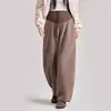 Pantalones de maternidad de pierna curva para otoño e invierno, de cintura alta, soporte para el vientre, cordón, pierna ancha, corte holgado, cubren las caderas, con caída, no ajustados, pantalones casuales para el embarazo