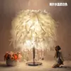 Lámpara de mesa con plumas de celebridades de Internet, lámpara decorativa de estilo nórdico para sala de estar, lámpara de noche para niña, lámpara de noche creativa.