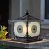 Lámpara de poste solar de doble propósito, totalmente de cobre, para exteriores, de jardín, poste de valla de villa, estilo chino, impermeable, lámpara de poste de puerta