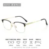 Elegante armação de meio aro em titânio preto e dourado para homens com miopia, disponível com lentes de prescrição, armação de sobrancelha business M8707, titânio puro