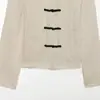 Estilo Europeo y Americano Transfronterizo Z Nueva Moda Elegante Ropa para Mujer al por Mayor Camisa de Cuello Redondo con Nudo de Cuerda Rayada 9479014