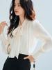 Camisa para Mujer 26 Nuevo Estilo Romántico Francés Elegante Cinta Brillante para Atar Camisa de Manga Larga para Mujer 12117