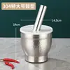 Moedor de Alho de Aço Inoxidável Almofariz e Pilão Pote de Moagem Moedor Pilão Doméstico Leve Descompressão
