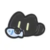 Broche Metálico de Gato Negro de Dibujos Animados Insignia de Gato con Expresión Linda y Divertida Ojos de Estrella Enojados Accesorio para Ropa