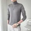 Suéter Redondo de Cor Sólida Simples para Homens, Estilo Coreano Outono e Inverno, Gola Redonda Slim Fit Pulôver, Malha Básica Versátil Casual