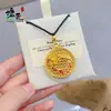 Pingente Guanyin Azul Queimado Estilo Chinês Dourado com Esmalte Cor de Areia Pingente Colar Budas do Nascimento para Homens e Mulheres Novo Estilo Chinês Atacado