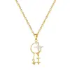 [Acero de Titanio] Borla Estrella Estrella Luz Lujo Lujoso Collar Totalmente de Diamante para Mujer Más Fácil de Combinar Cadena para Clavícula Cadena de Acero de Titanio