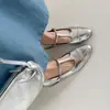 Zapatos de Mujer de Estilo Nuevo de Lujo Ligero Primavera Estilo Coreano de Caña Baja Piel de Vaca Punta Redonda Tacón Bajo Correa en T Hebilla Zapatos Mary Jane