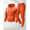 Conjunto de Dos Piezas para Hombre de 250g, Sudadera con Capucha Deportiva de Color Sólido de Moda Transfronteriza, Sudadera con Capucha y Pantalones de Chándal para Hombre